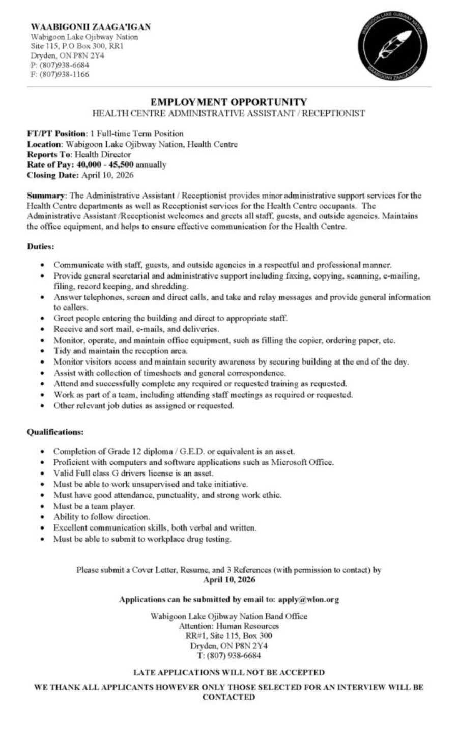 Administrative Assistant / Receptionist