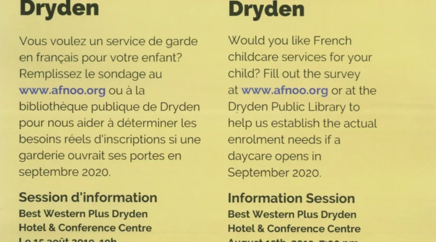 Information Session Tonight On Bringing French Daycare To Dryden