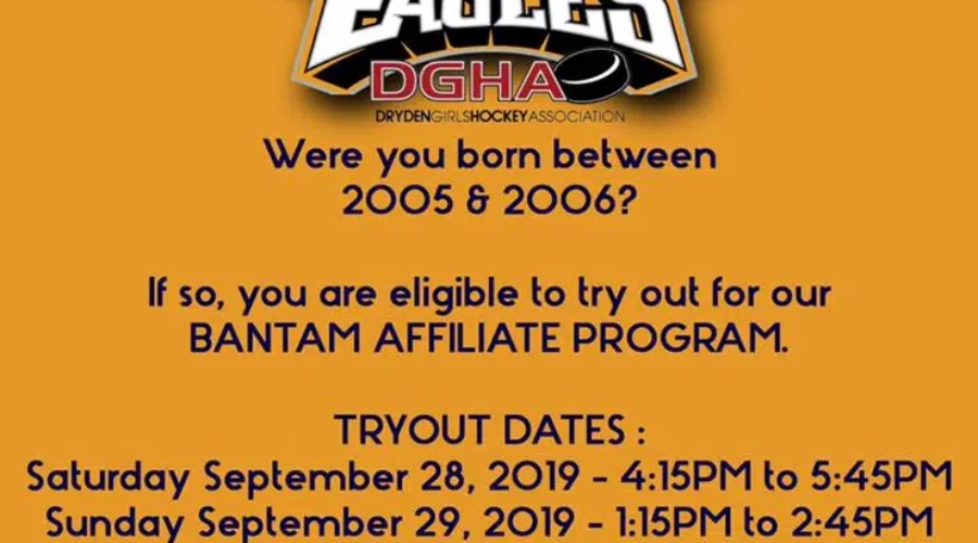Dryden Girls Junior Eagles Tryout’s This Weekend