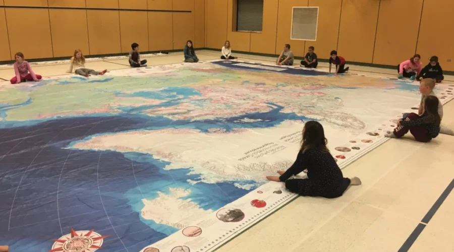 IMG-1841-1 New Prospect Students Learning History With Giant Floor Map