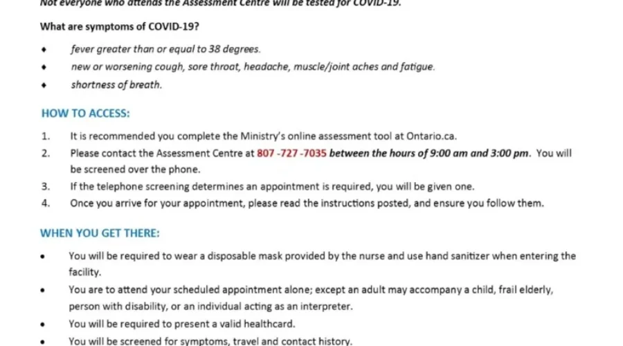 Red Lake COVD-19 Assessment Centre Open