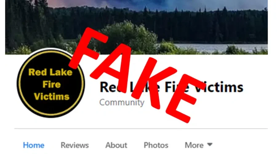 BOGUS Facebook Page on Red Lake Fire