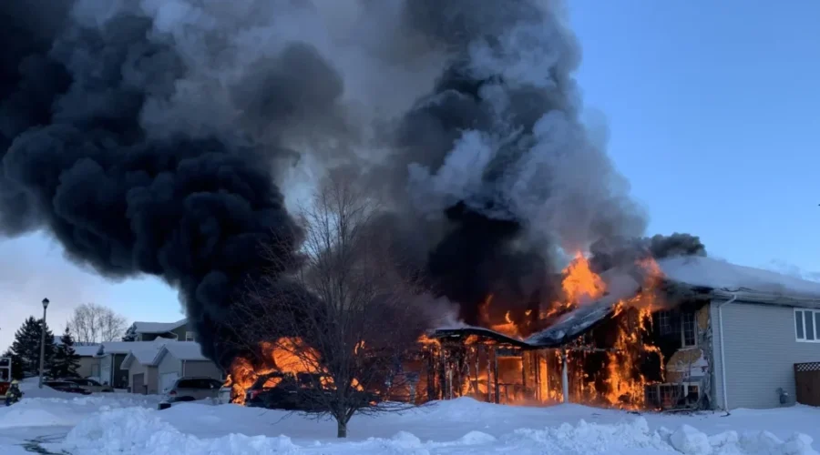 Dryden Fire Service Fighting House Fire On Kerney Hill Court