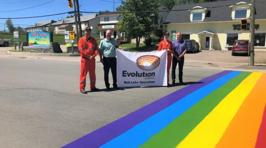 Rainbow Crosswalk Sign Of Acceptance In Red Lake