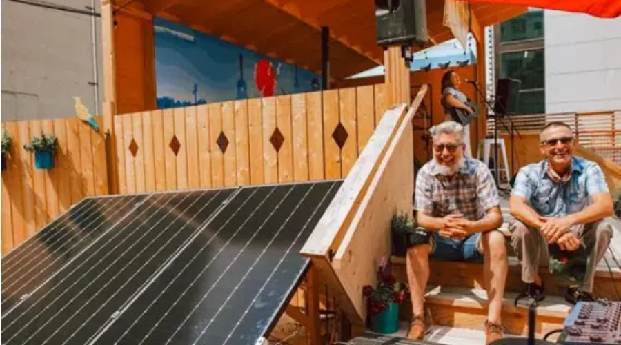 jaxon-haldane-left-and-devin-latimer-right-with-the-solar-powered-sound-system-in-winnipeg-in-july-1 ‘Rolling Trout Revue’ Bringing Music To The Region