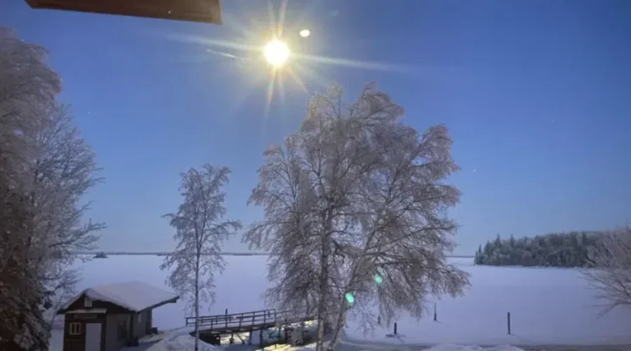Frosty Moon Shadows Over Lac Seul