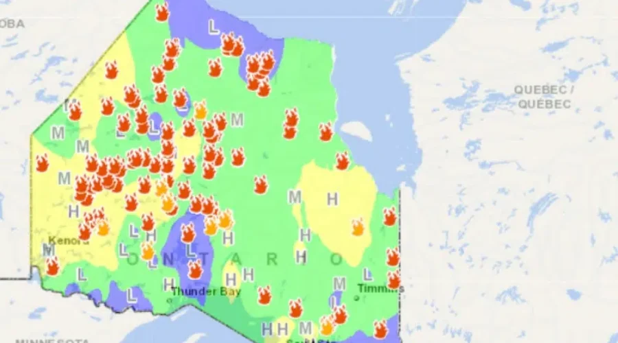 fire-map-for-july-8-2023 65 forest fires burning in northwestern Ontario