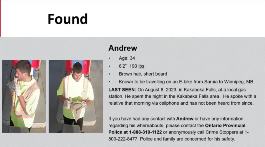 Missing cyclist located safely