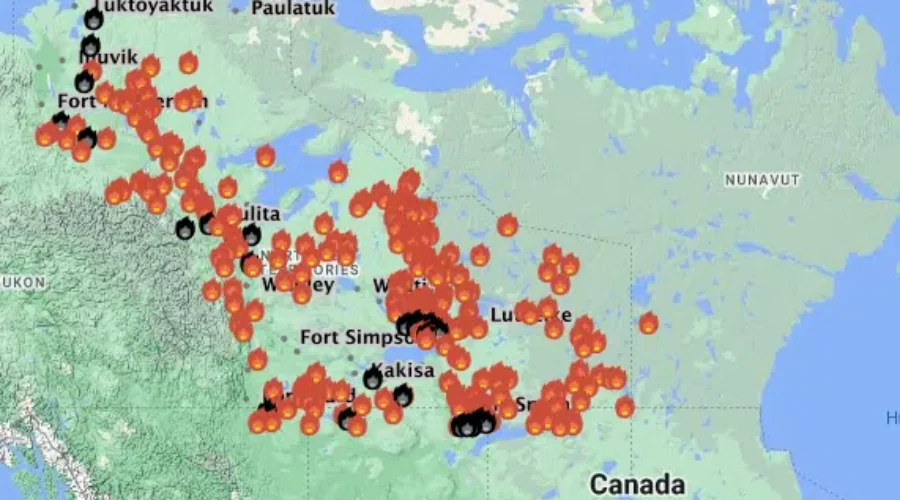 nwtwildfiremap Yellowknife being evacuated amid wildfires in Northwest Territories: territorial state of emergency declared