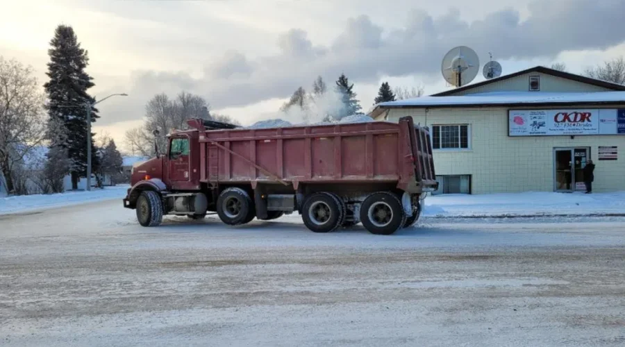 dryden-snow-removal Downtown snowbank removal underway