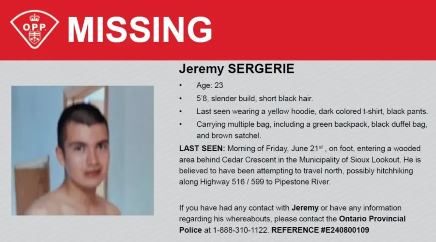 jeremy-missing Sioux Lookout OPP search for missing man