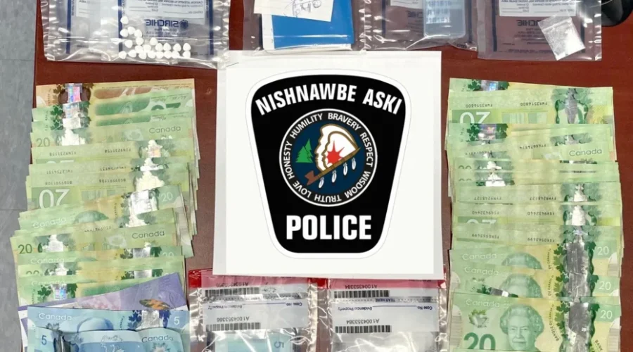 sandy-lake-drugs-and-cash-from-seizure-supplied-photo-via-naps $20,000 of illegal drugs taken off the streets of Sandy Lake First Nation
