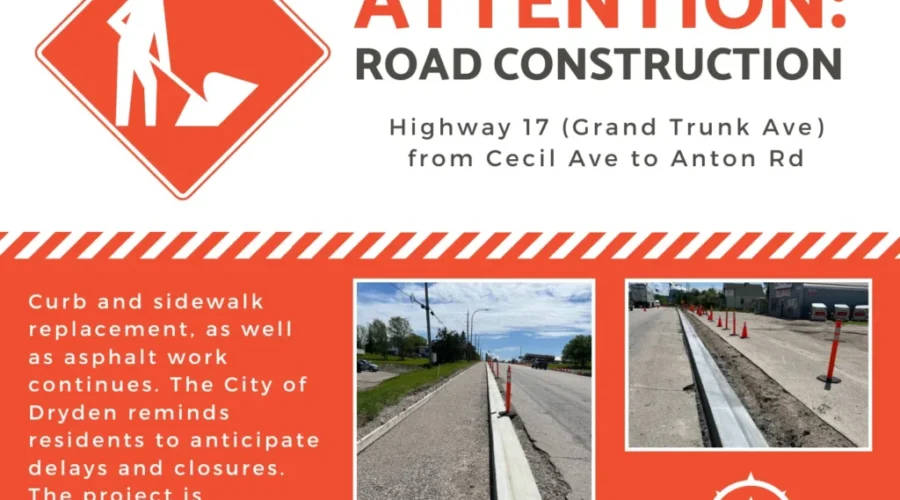 Paving work nearly complete on Highway 17 in Dryden