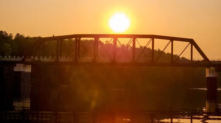 Railway Bridge At Sunset