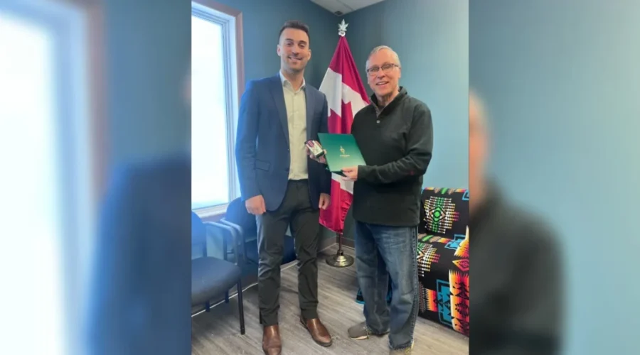 tom-doherty-being-awarded-king-charles-iii-coronation-medal Red lake teacher awarded King Charles III Coronation Medal