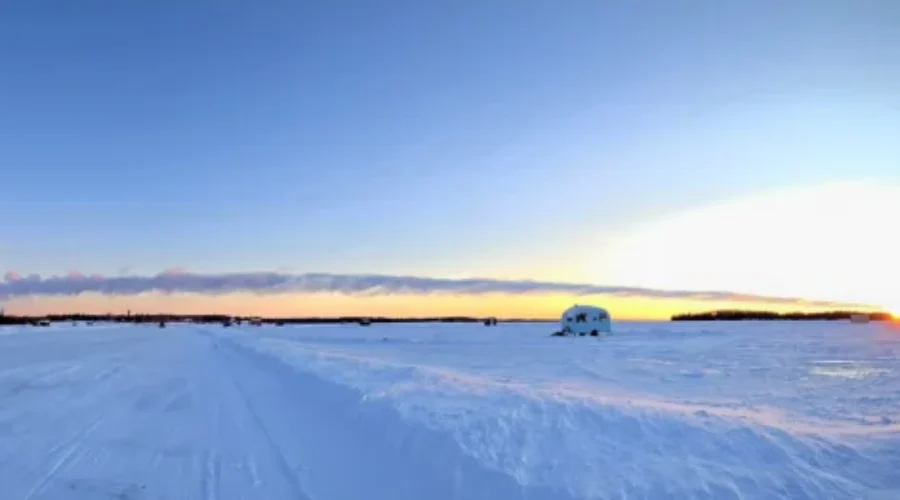 Wabigoon Lake Ice Road at Sunrise