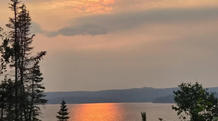 Smokey Sunset over Pelican Lake