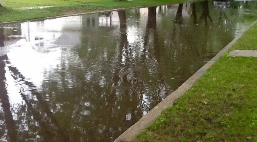rainy roadway October a very wet month in Dryden