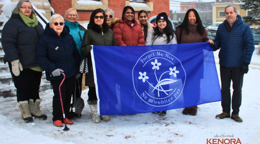Alzheimer Awareness flag raising in Kenora Jan 2026 Alzheimer Society raising awareness in January