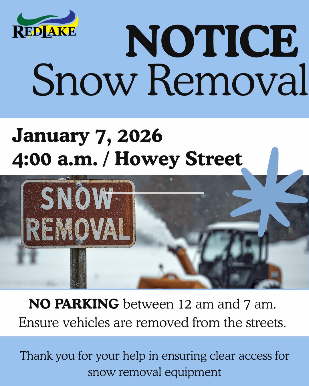 red lake snow removal jan 2026