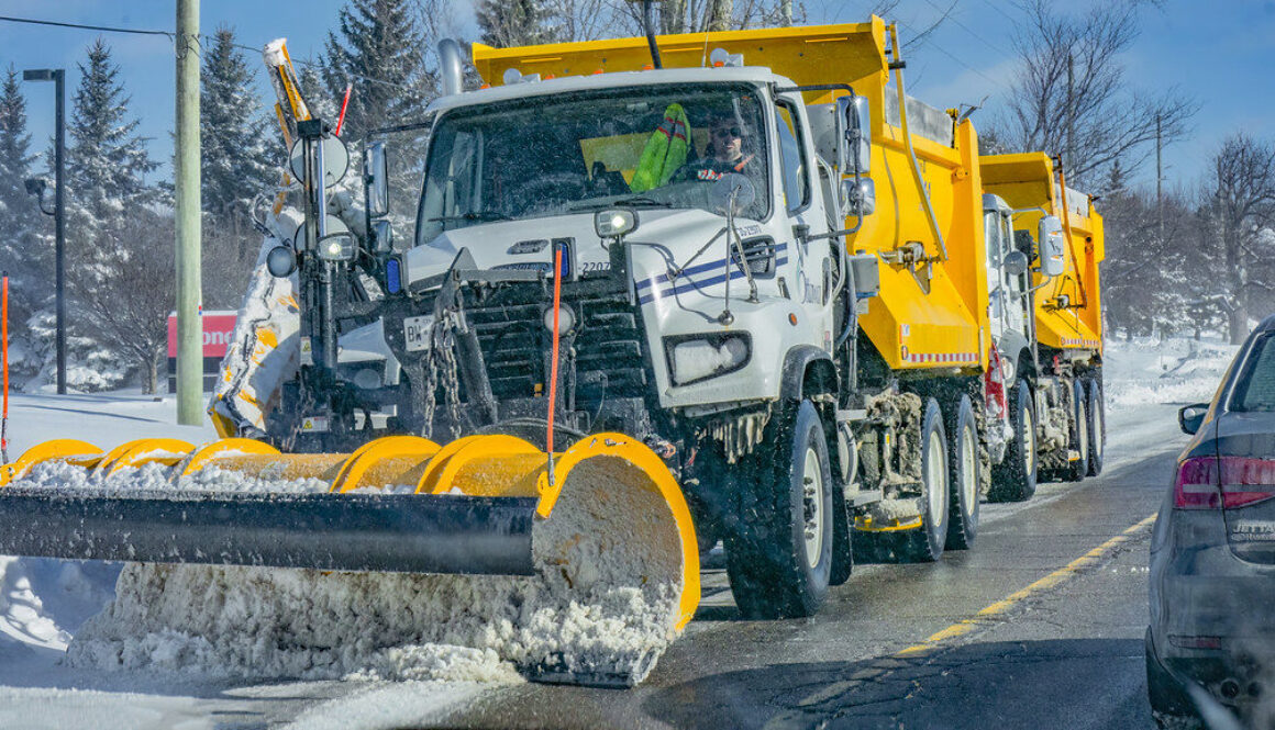 Snow plows versus winter at Kanata, Ontario. Winter season of 2024/25