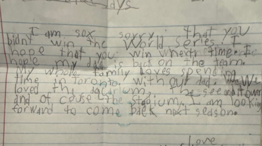 max -daughter - jays letter Max Scherzer re-signs with the Jays – His daughter’s letter may have been the reason