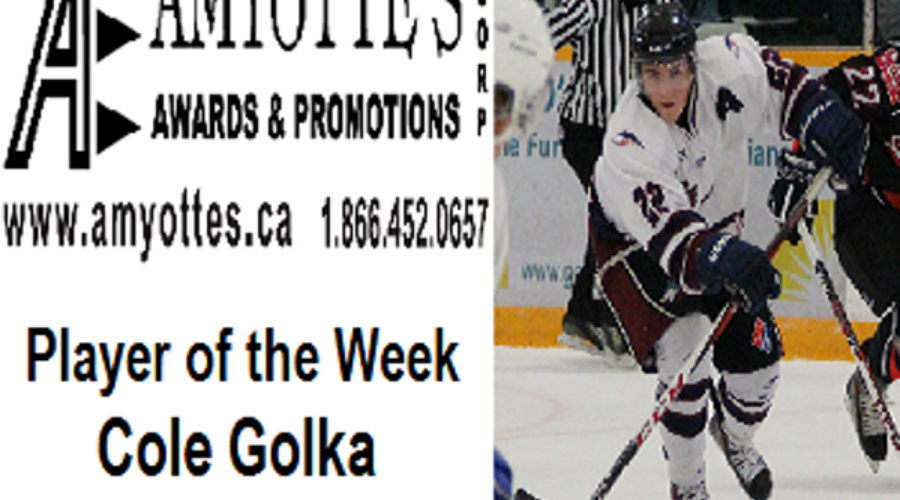 Cole Golka Named SIJHL Player Of The Week