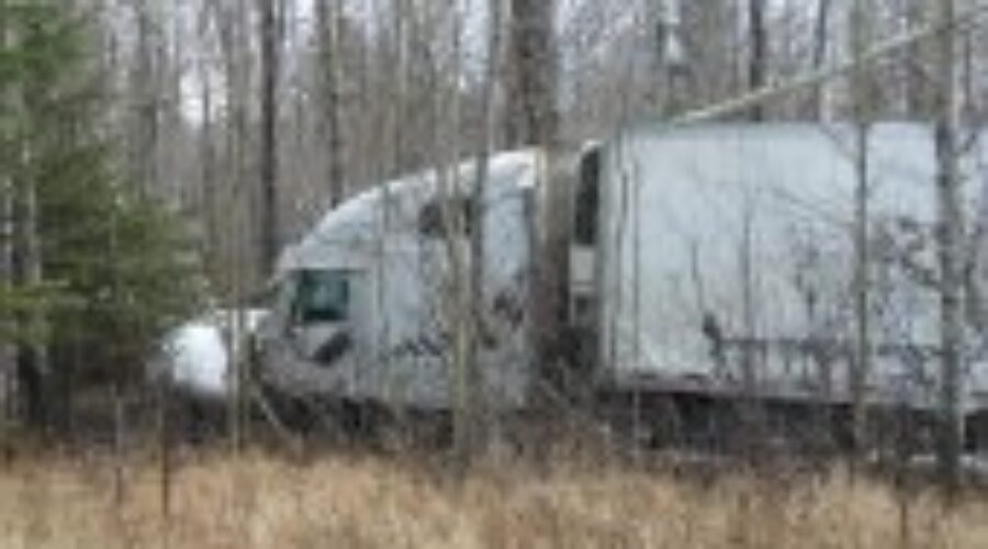 Transport Plows Into Bush Near Dryden