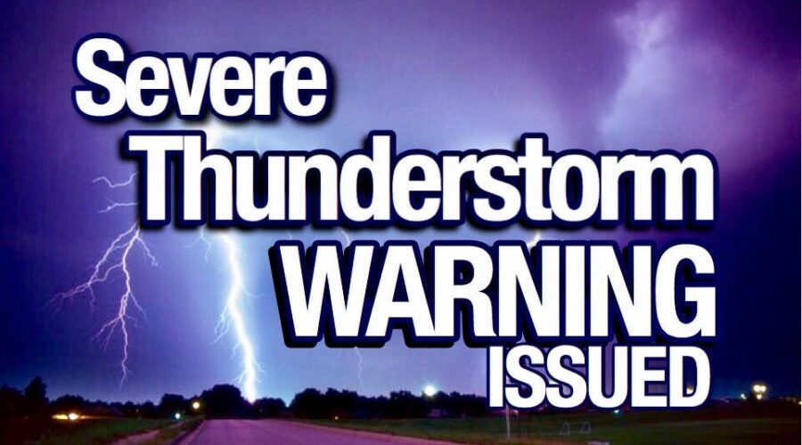 Severe Thundetstorm Warning Issued for Dryden Area