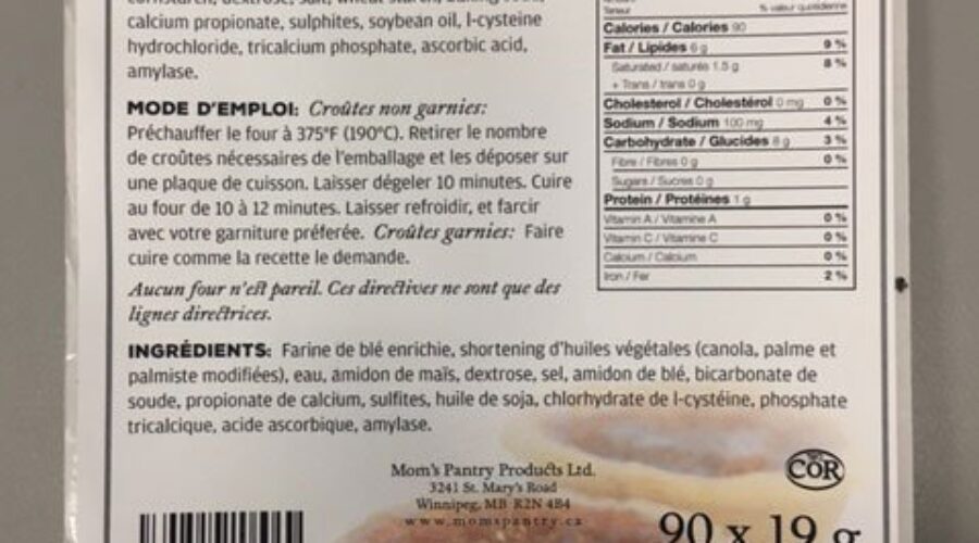 Tart Shell And Pie Lid Recall Expanded