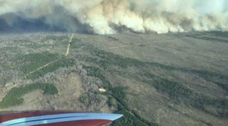 Large Fire Burning Near Badger, MB