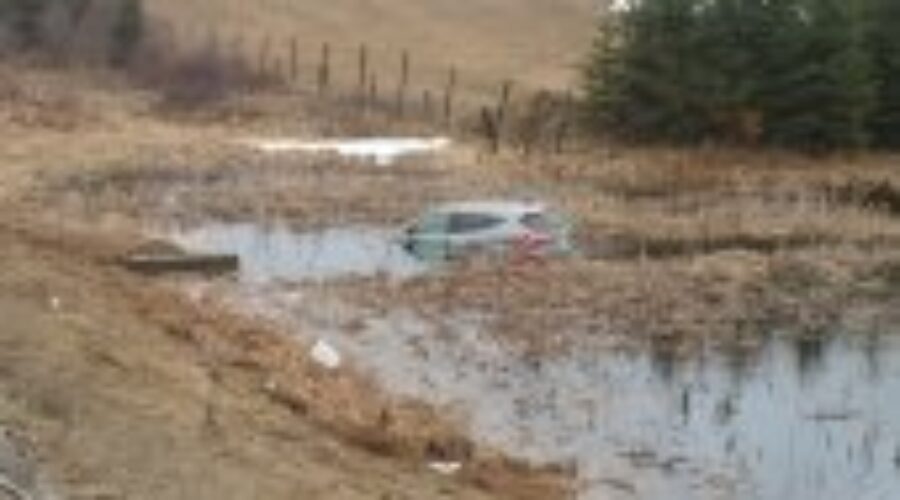Wind Pulls Vehicle Into A Creek