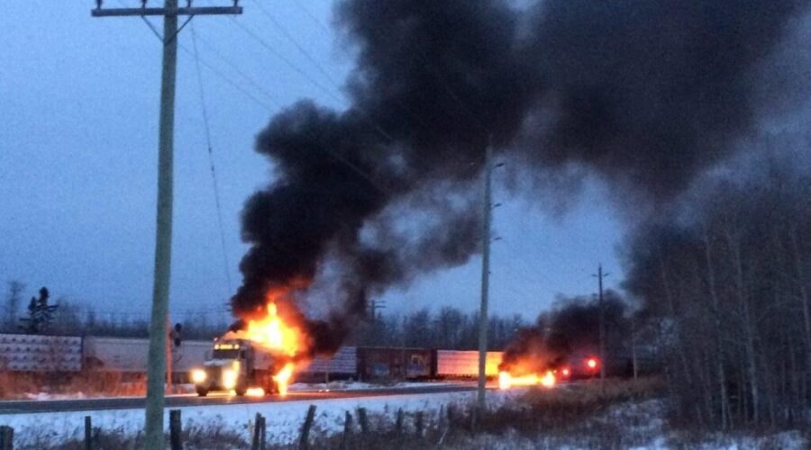 No One Injured In Train-Fuel Truck Crash