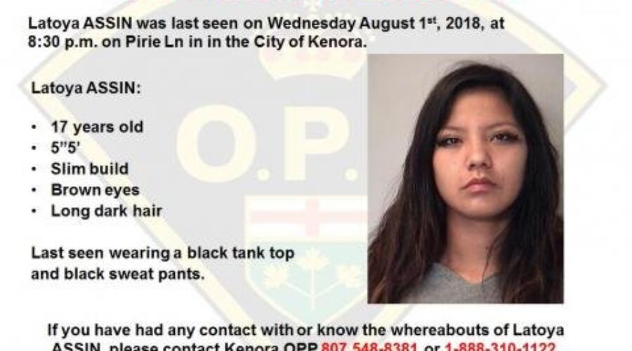 OPP Searching For Missing Kenora Teen