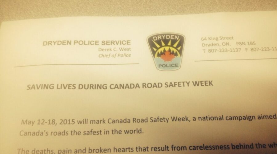 Dryden Police Marking Road Safety Week